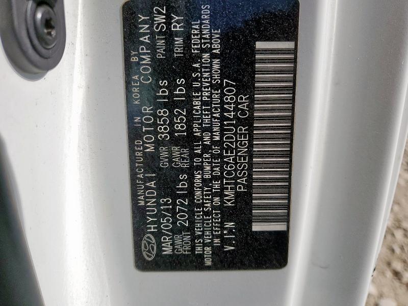 KMHTC6AE2DU144807 - 2013 HYUNDAI VELOSTER TURBO WHITE photo 12