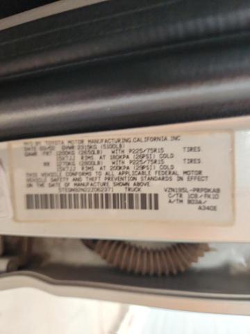 5TEGN92N22Z062371 - 2002 TOYOTA TACOMA DOUBLE CAB PRERUNNER BEIGE photo 12