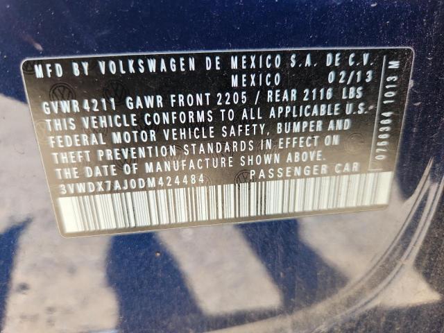 3VWDX7AJ0DM424484 - 2013 VOLKSWAGEN JETTA SE BLUE photo 12