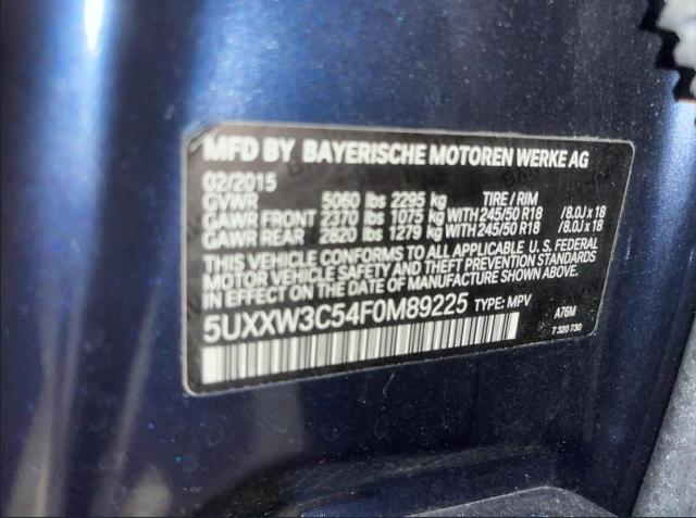 5UXXW3C54F0M89225 - 2015 BMW X4 XDRIVE28I BLUE photo 10