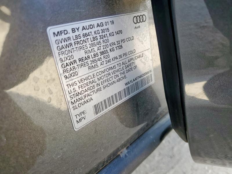 WA1LAAF74KD030516 - 2019 AUDI Q7 PREMIUM PLUS Plata foto 13