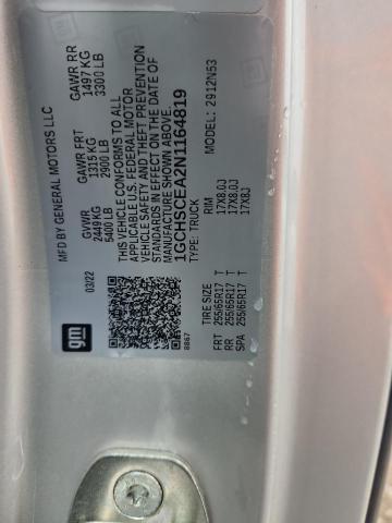 1GCHSCEA2N1164819 - 2022 CHEVROLET COLORADO LT SILVER photo 12