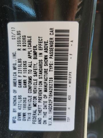 1HGCR2F76HA262728 - 2017 HONDA ACCORD EX BLACK photo 13