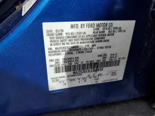 MAJ3S2GE3LC368850 - 2020 FORD ECOSPORT SE Синий фото 13
