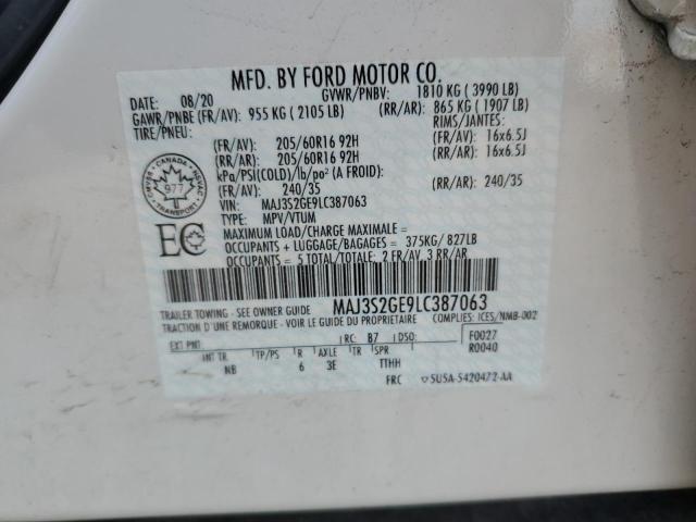 MAJ3S2GE9LC387063 - 2020 FORD ECOSPORT SE თეთრი ფოტო 13