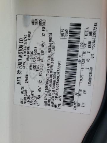 1FMEU65848UA78891 - 2008 FORD EXPLORER LIMITED Білий фото 14