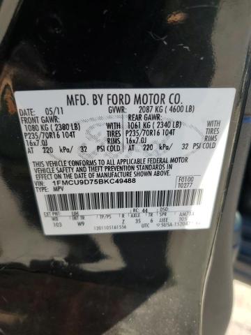 1FMCU9D75BKC49488 - 2011 FORD ESCAPE XLT ორფეროვანი ფოტო 13