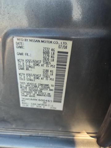 5N1AR18U99C600465 - 2009 NISSAN PATHFINDER S GRAY photo 13