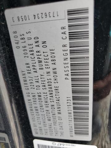 WVWBA71K28W315731 - 2008 VOLKSWAGEN RABBIT 黑色 照片 12
