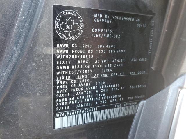 WVGJV3AX0EW026391 - 2014 VOLKSWAGEN TIGUAN S GRAY photo 13