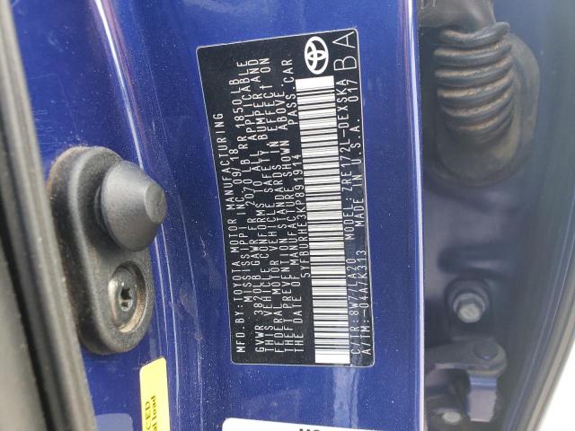 5YFBURHE3KP891914 - 2019 TOYOTA COROLLA L BLUE photo 12