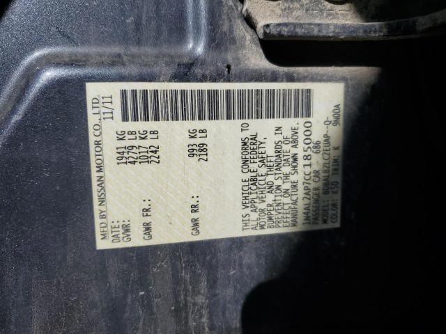 1N4AL2AP7CC185000 - 2012 NISSAN ALTIMA BASE GRAY photo 13