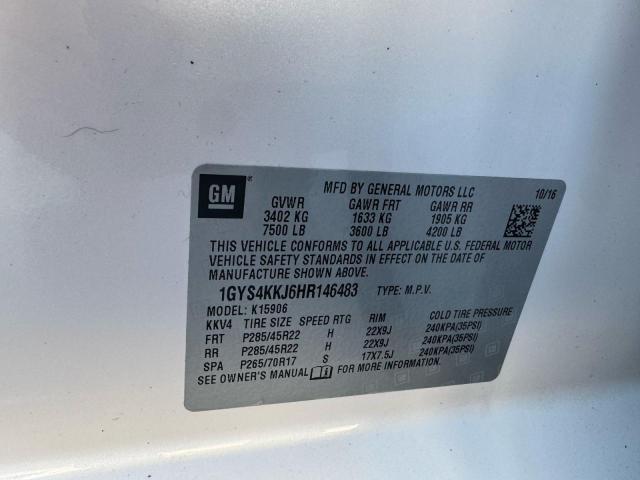 1GYS4KKJ6HR146483 - 2017 CADILLAC ESCALADE ESV PLATINUM თეთრი ფოტო 10