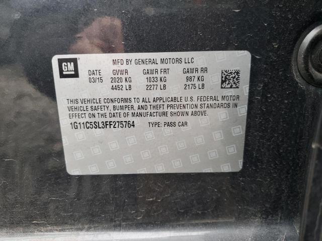 1G11C5SL3FF275764 - 2015 CHEVROLET MALIBU 1LT GRAY photo 12