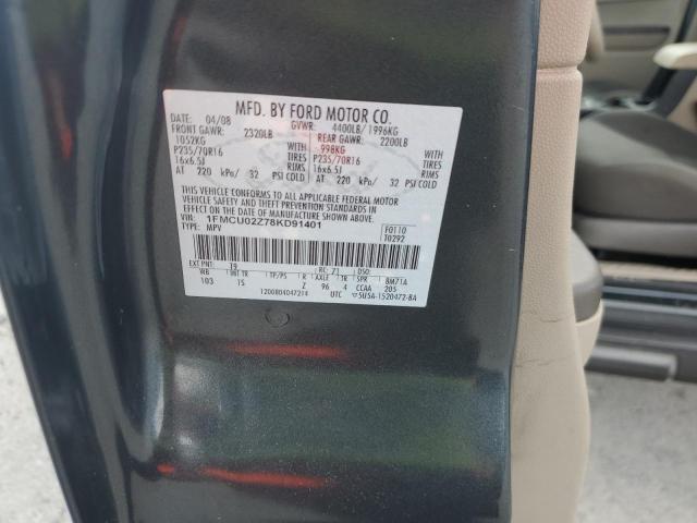 1FMCU02Z78KD91401 - 2008 FORD ESCAPE XLS GRAY photo 12
