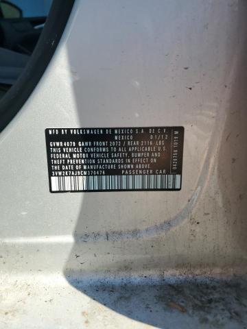 3VW2K7AJ9CM370476 - 2012 VOLKSWAGEN JETTA BASE SILVER photo 12