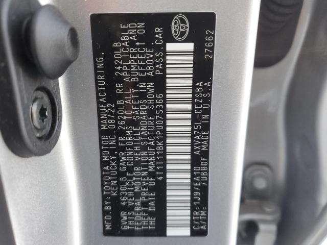 4T1T11BK1PU075366 - 2023 TOYOTA CAMRY SE NIGHT SHADE SILVER photo 12