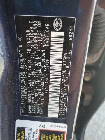 4T1BF1FK9HU809406 - 2017 TOYOTA CAMRY LE BLUE photo 12