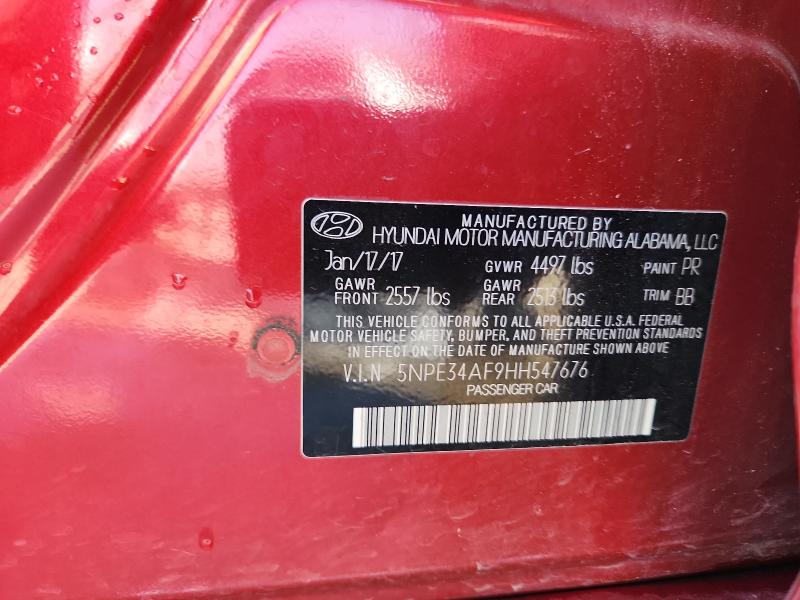 5NPE34AF9HH547676 - 2017 HYUNDAI SONATA SPORT RED photo 12