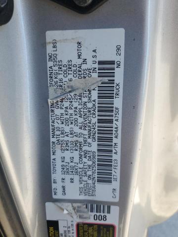 5TEUU42N78Z506989 - 2008 TOYOTA TACOMA ACCESS CAB SILVER photo 12