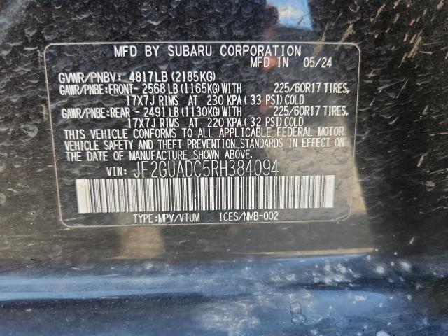 JF2GUADC5RH384094 - 2024 SUBARU CROSSTREK PREMIUM 黑色 照片 13