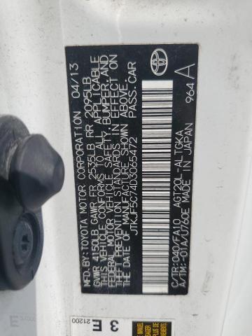 JTKJF5C74D3065472 - 2013 TOYOTA SCION TC Ақ фото 13