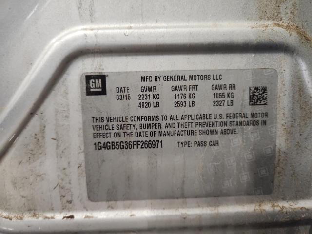 1G4GB5G36FF266971 - 2015 BUICK LACROSSE SILVER photo 12