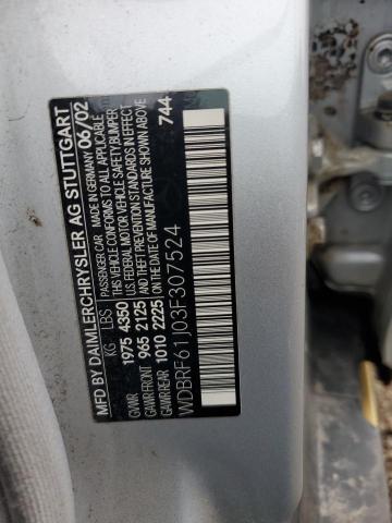 WDBRF61J03F307524 - 2003 MERCEDES-BENZ C 240 Gümüş foto 12