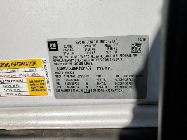 5GAKVCKD6HJ131467 - 2017 BUICK ENCLAVE 白色 照片 12