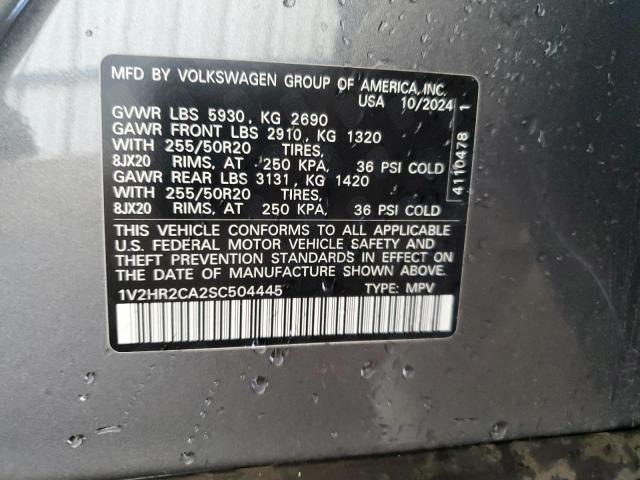 1V2HR2CA2SC504445 - 2025 VOLKSWAGEN ATLAS SE رمادي صورة 14