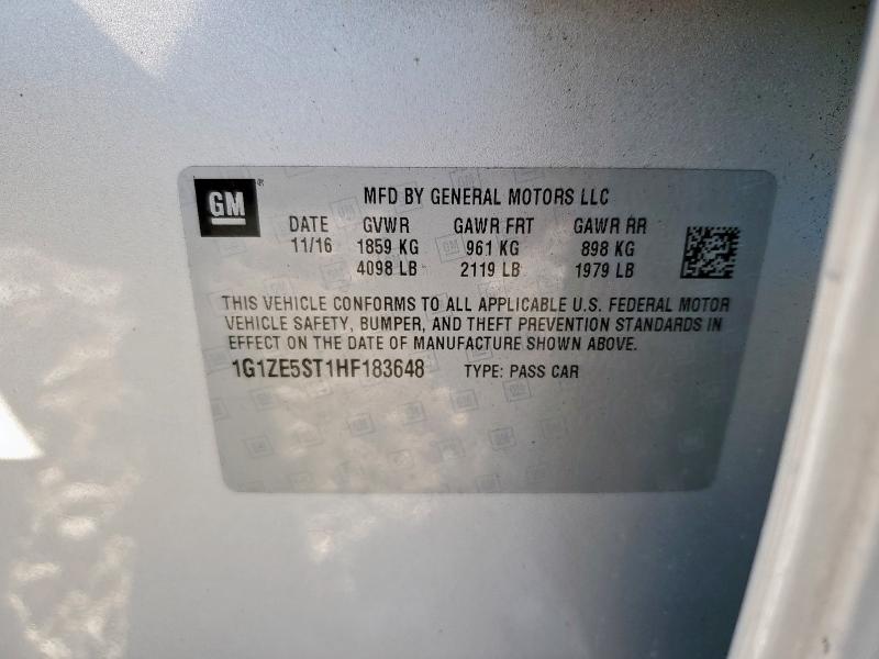 1G1ZE5ST1HF183648 - 2017 CHEVROLET MALIBU LT SILVER photo 12