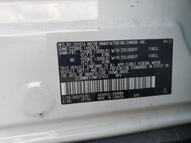 2T3RWRFV3NW137403 - 2022 TOYOTA RAV4 XLE 白色 照片 13