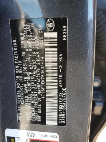 4T1BF3EK7BU607474 - 2011 TOYOTA CAMRY BASE 灰色 照片 12