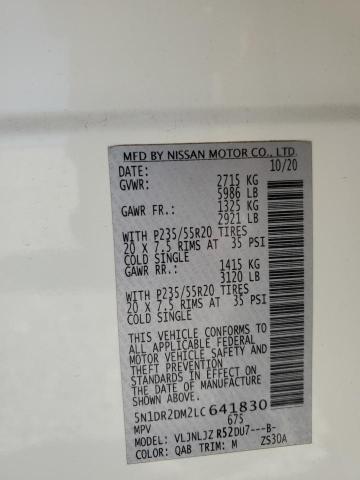 5N1DR2DM2LC641830 - 2020 NISSAN PATHFINDER PLATINUM Weiß Foto 13