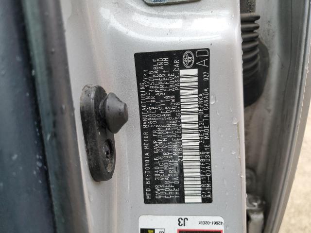 2T1BU4EE0CC756978 - 2012 TOYOTA COROLLA BASE SILVER photo 13