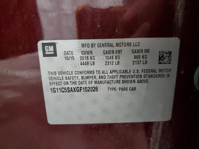 1G11C5SAXGF152026 - 2016 CHEVROLET MALIBU LIM LT 勃艮第红 照片 12