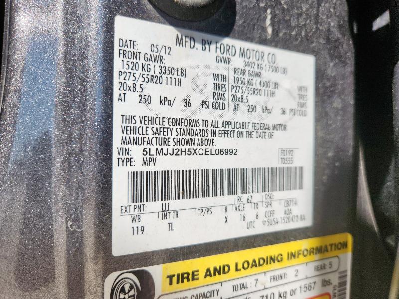 5LMJJ2H5XCEL06992 - 2012 LINCOLN NAVIGATOR GRAY photo 13