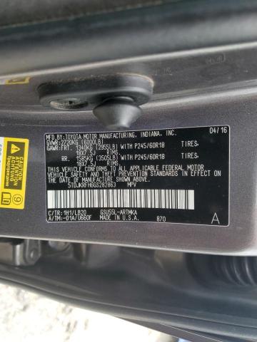 5TDJKRFH6GS282863 - 2016 TOYOTA HIGHLANDER XLE Boz foto 13