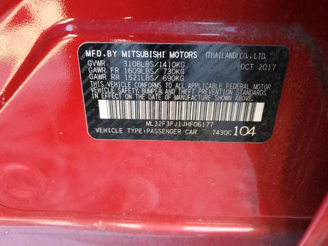 ML32F3FJ1JHF06177 - 2018 MITSUBISHI MIRAGE G4 ES RED photo 12