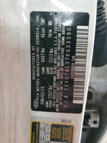 5XXGT4L37KG335907 - 2019 KIA OPTIMA LX WHITE photo 12