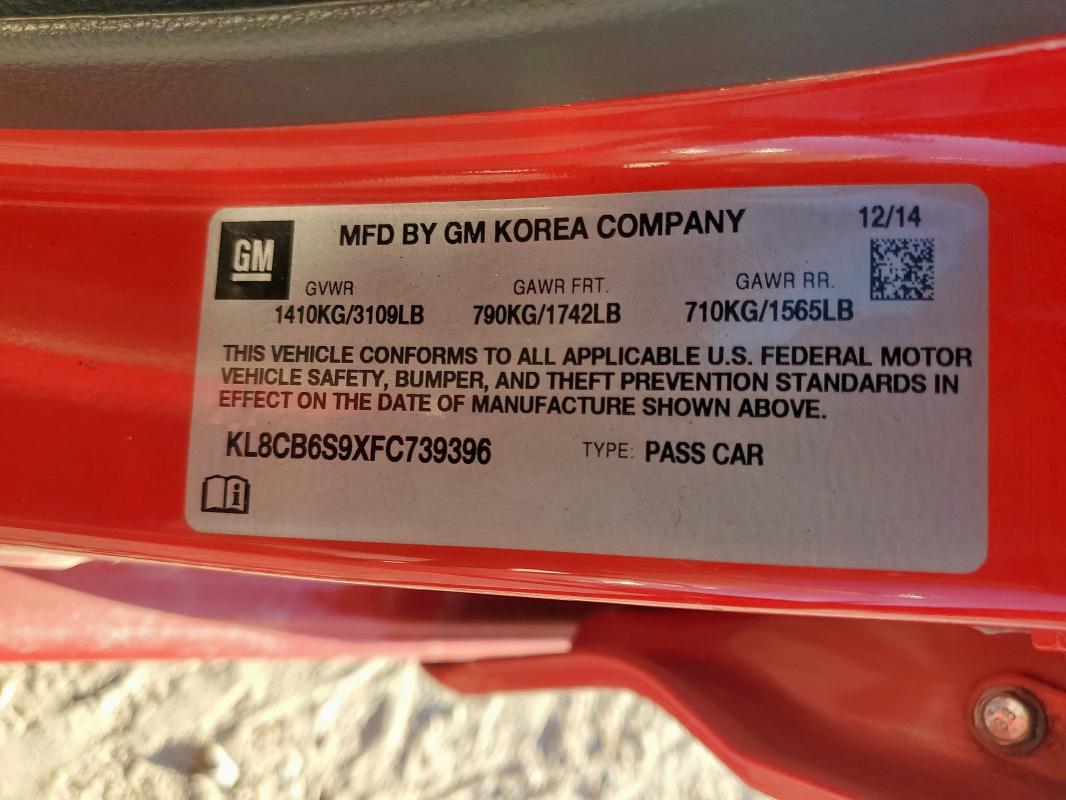 KL8CB6S9XFC739396 - 2015 CHEVROLET SPARK LS წითელი ფოტო 12