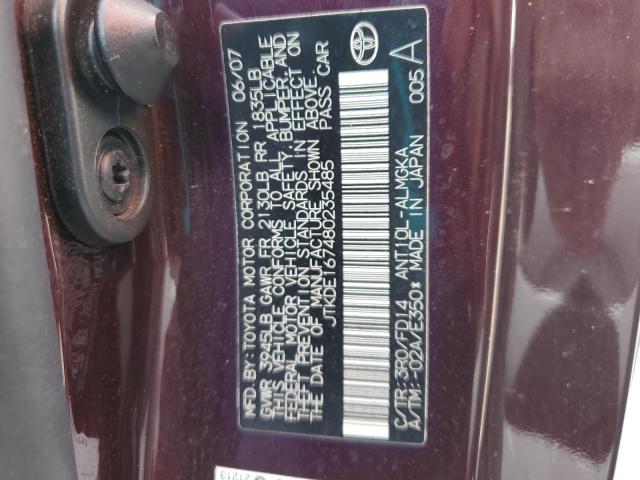 JTKDE167480235485 - 2008 TOYOTA SCION TC PURPLE photo 12