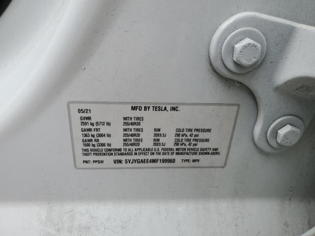 5YJYGAEE4MF199960 - 2021 TESLA MODEL Y WHITE photo 12