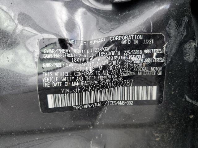 JF2SKAPC2NH422287 - 2022 SUBARU FORESTER LIMITED GRAY photo 13