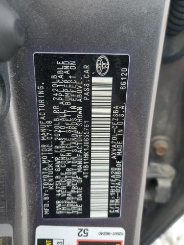4T1B11HK1JU655761 - 2018 TOYOTA CAMRY L CHARCOAL photo 12