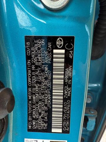 JTDKARFP1J3074607 - 2018 TOYOTA PRIUS PRIM BLUE photo 10