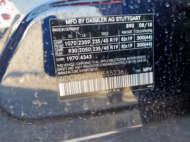 WDCTG4EB5KJ555236 - 2019 MERCEDES-BENZ GLA 250 Mavi fotoğraf 13