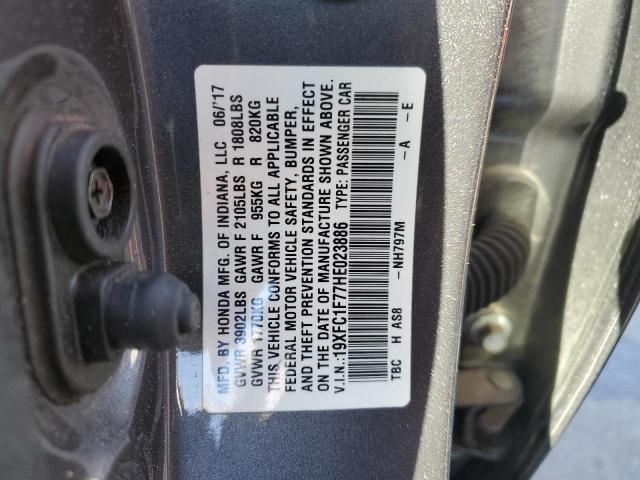 19XFC1F77HE023886 - 2017 HONDA CIVIC EXL 灰色 照片 13