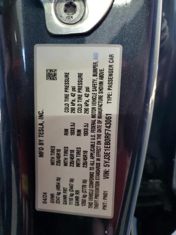 5YJ3E1EB0RF743061 - 2024 TESLA MODEL 3 Szary zdjęcie 12