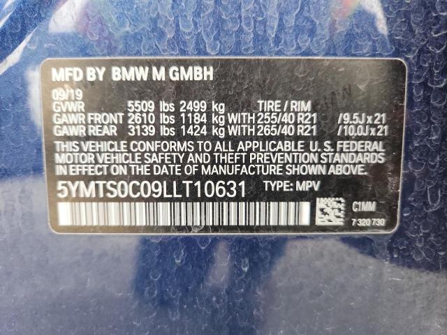 5YMTS0C09LLT10631 - 2020 BMW X3 M COMPETITION BLUE photo 14